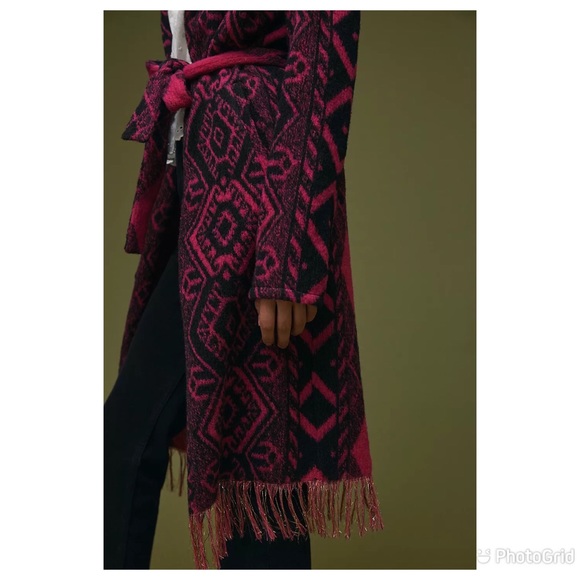 NWOT - Anthropologie, Vilagallo, Abstract Fringed Sweater Coat - Picture 2 of 10
